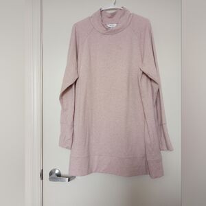 NWOT! CJ Banks Soft Pink Stand Collar Finger Holed Sweatshirt Tunic Size 1x